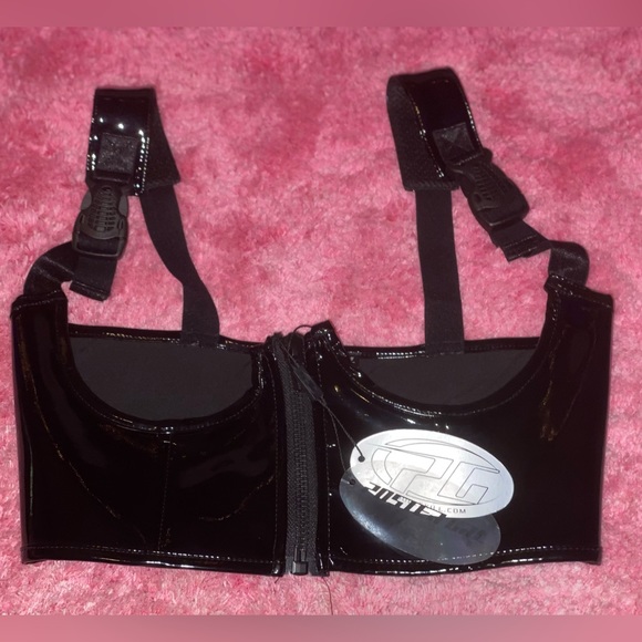 Poster Grl Underbust Corset Midnight My Type Vegan Patent Leather Buckle Straps - Picture 11 of 11